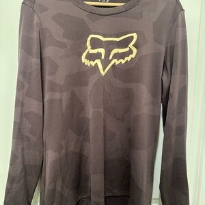 Fox Racing Mountain Biking Jersey Shirt in Brown Camo with Light Pink Logo